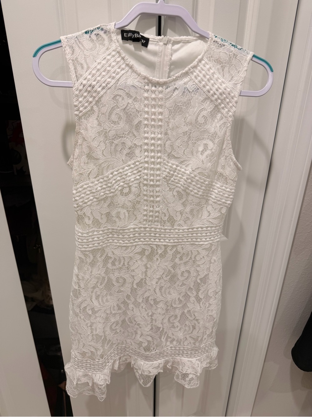 White Lace Mini Dress - Sleeveless Feminine Design